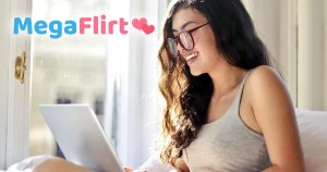 MegaFlirt banner with woman online dating